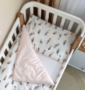 Set lenjerie de schimb pentru patut bebe 3 piese Mix Feather roz (1)